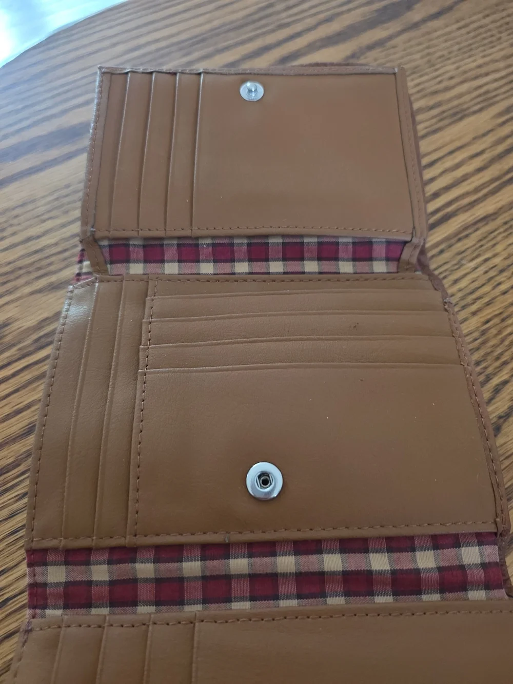 Vtg Dockers L Brown Genuine Leather Women's Trifold Organizer Credit Card Wallet
